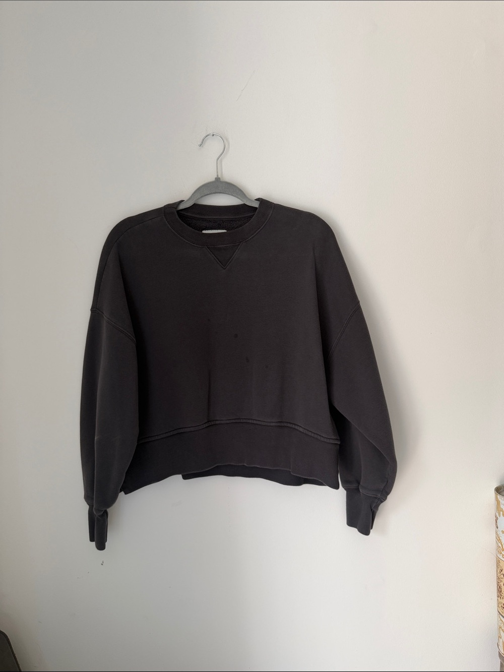 Abercrombie & Fitch Dark Gray Cropped Crewneck Sweatshirt
